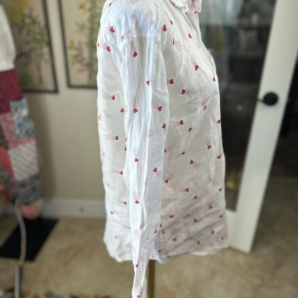 Frank & Eileen Size Small Finibar White & Red Shooting Hearts linen buttondown - Picture 8 of 16